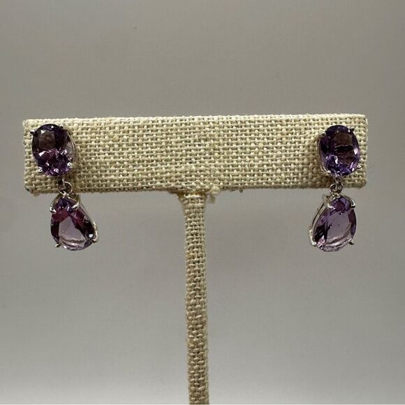 NWOT Stunning Faceted Amethyst dangle earrings set in sterling silver! - Picture 7 of 16